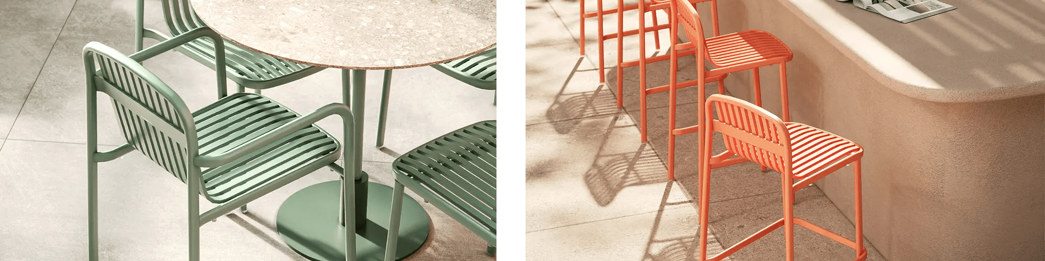 Greta commercial dining chair and bar stool in modern interior setting